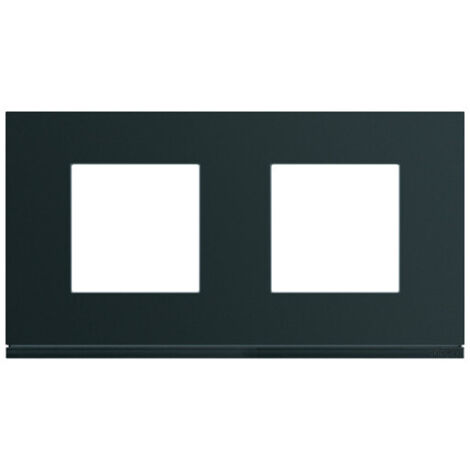 Hager – Plaque de finition 2 postes horizontale – Entraxe 71 mm – Noir RAL 9005 – Polycarbonate mat – Indice de protection IP21