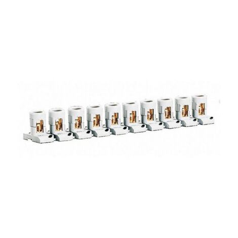Barrette de 10 bornes séparables 34004 – Raccordement à vis 2 x 35 mm² – Pas 25 mm – Pour coffrets LEGRAND 34020/34021/34022