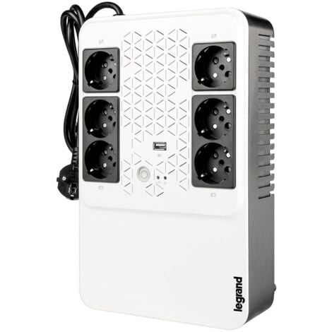 Onduleur Keor multiplug avec 6 prises de courant 2P+T et disjoncteur intégré 800VA 480W autonomie 10 à 15 minutes LEGRAND 310084