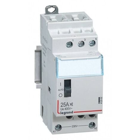 Contacteur domestique CX³ silencieux bobine 230V 3 Pôles 400V 25A contact 3F 2 modules LEGRAND 412502