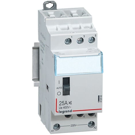 Contacteur domestique CX³ silencieux bobine 230V 3 Pôles 400V 25A contact 3F 2 modules LEGRAND 412502