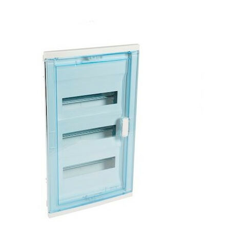 Coffret modulaire encastré 3 rangées 36+6 modules avec porte isolante galbée transparente LEGRAND 001523