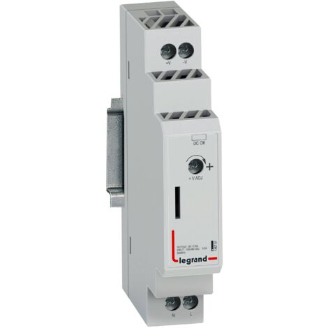 Alimentation modulaire à découpage monophasée entrée 100V à 240V et sortie 5V Continue 12W 2,4A 1 module LEGRAND 146701