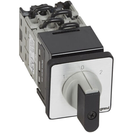 Commutateur à cames inverseur avec position arrêt 45° manette PR12 4 Pôles fixation centrale Ø22 sur porte LEGRAND 027548