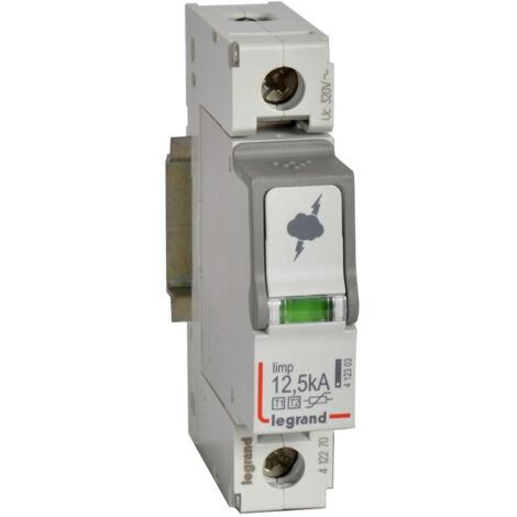 Parafoudre pour protection générale de tableau principal type T1 + type T2 Iimp 12,5kA par pôle -1 Pôle 1 module LEGRAND 412270 (1/2)