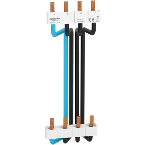 Schneider Electric – Peigne électrique vertical 3P+N 150mm – Intensité 63A – 1 voie – Raccordement N + 3P – SKU R9PXV4 (1/2)