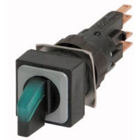 Commutateur rotatif lumineux 3 positions vert à accrochage +lampe à incandescence 24V EATON Q18LWK3R1-GN/WB (1/2)