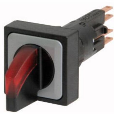 Commutateur rotatif lumineux 3 positions rouge à rappel +lampe à incandescence 24V EATON Q25LWK3-RT/WB (1/2)