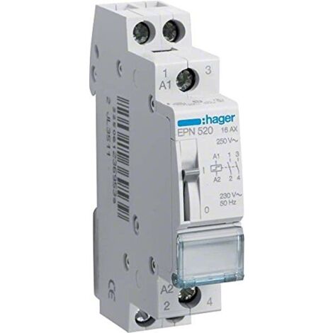 Hager – Télérupteur 16A EPN520 – Rail DIN 230V – Durabilité 500 000 manœuvres – Protection IP20 pour installations électriques