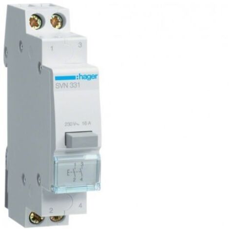 Bouton poussoir à impulsion 2F 16A 1 module HAGER SVN331 (1/3)