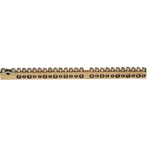 Borne en laiton 169mm 1x25mm² - 13x10mm² - 11x16mm² sans base de montage HAGER K158 (1/4)