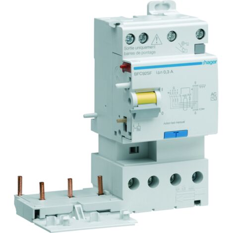 Bloc différentiel double sortie 3P+N 25A 300mA type AC HAGER BFC925F