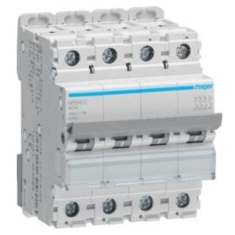 Disjoncteur 4 Pôles 20kA courbe C 32A 4 modules HAGER NRN432