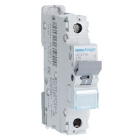 Disjoncteur 1P 6-10kA courbe B - 16A 1 module HAGER NEN116 (1/2)