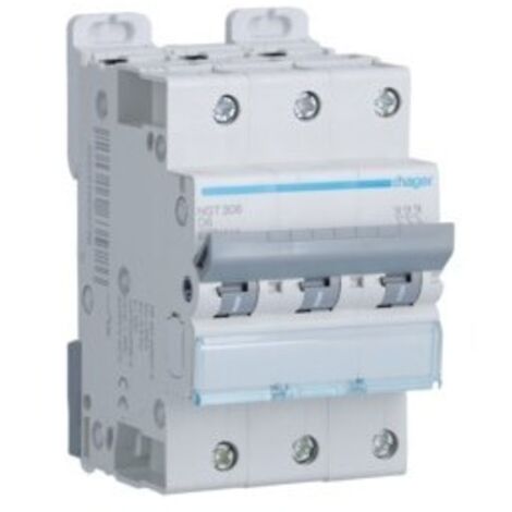 Disjoncteur 3 Pôles 6-10kA courbe D 6A 3 modules HAGER NGT306