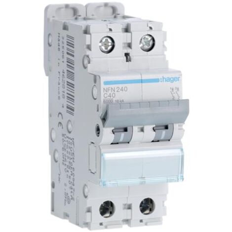 Disjoncteur bipolaire - 40A - courbe C - Vis/Vis - NFN240 - Hager