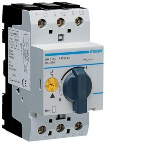 Disjoncteur moteur 20.0-25.0 A P 5.5-12.5 kW AC3 230-400 V 2.5 M IEC 947 HAGER MM513N (1/3)