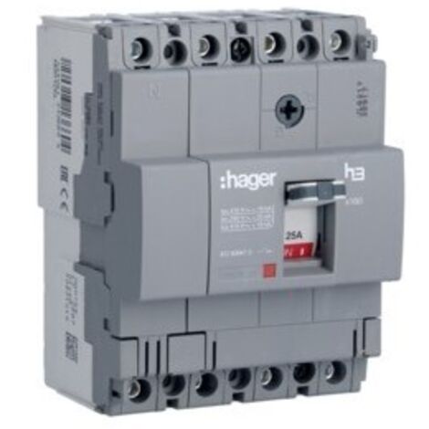 Interrupteur magnétothermique Hager 4P 125A 18KA X160  boîtier moulé HDA126L