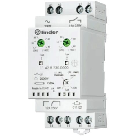 Interrupteur crépusculaire modulaire Finder avec sonde externe 2 NO 114282300000 (1/2)