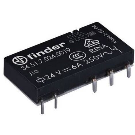 Relais CI 1RT 6A 24V DC sensible faible épaisseur AgNI horizontal FINDER 345170240019 (1/2)