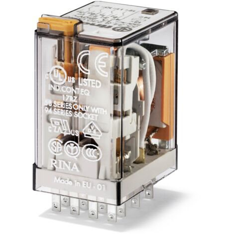 Relais industriel 4RT 7A 12V AC bouton test et indicateur mécanique,AgCdo 101675 FINDER 553480122040 (1/2)