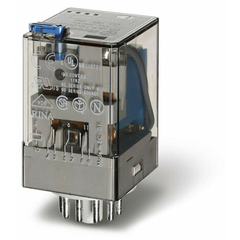 Relais industriel undécal 3RT 10A 230V AC bouton test + indica méca + LED 307497 FINDER 601382300054 (1/2)