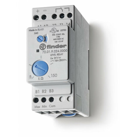 Relais contrôle niveau 1RT 16A 110 à 125V AC sensibilité réglable 5 à 150K FINDER 720181250000PAS (1/2)