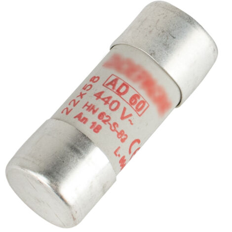 Michaud – Cartouche fusible cylindrique 22x58 AD 60A – Protection circuits électriques – Pour équipements variés – Dimensions 22 x 58 mm