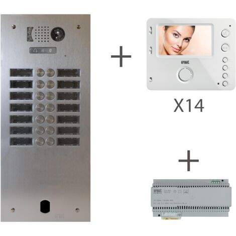 Kit vidéo préprogrammé 2VOICE platine et moniteurs 2 rangée 14 boutons URMET KV83/214