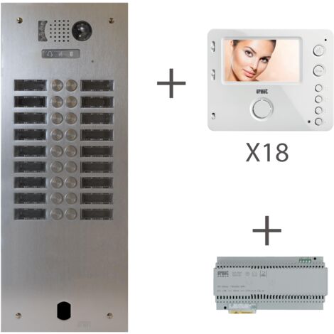 Kit vidéo préprogrammé 2VOICE platine et moniteurs 2 rangée 18 boutons URMET KV83/218