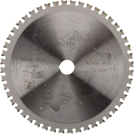 Lame Ø185 48 dents alés.20mm TCG acier HIKOKI 752434 (1/2)