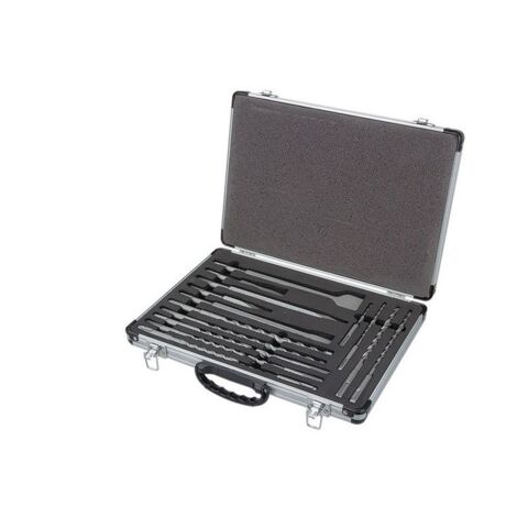 Hikoki – Jeu de forets et burins SDS Plus 17 pièces – 5 x 110 mm, 6 x 100 mm, 6 x 160 mm, 8 x 210 mm – Pour béton armé et maçonnerie