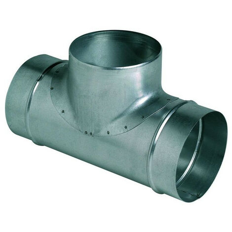 Té 90 degrés galva diam 100/80 - TE 100/80/90 UNELVENT - 864501  Diamètre 100 mm / 80 mm