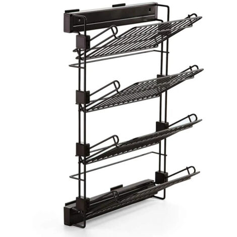 Emuca – Rangement de chaussures latéral extractible moka – Acier finition marron moka – Coulisses à fermeture amortie – Optimise l’espace dans les armoires (1/10)