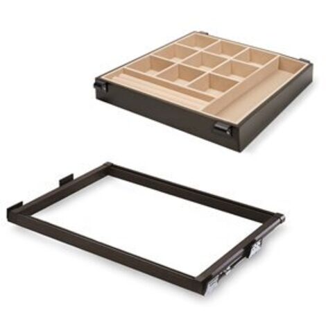 Kit tiroir bijoux et cadre coulissage armoires Moka fermeture souple réglable module 600mm Acier et Aluminium Moka EMUCA 7088513 (1/5)