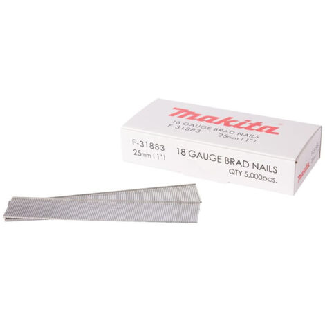 Makita – Clous tête d'homme 18Ga Ø1.2 mm – Longueur 25 mm – Galvanisés pour cloueurs pneumatiques – Applications finition et assemblage