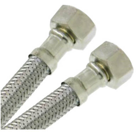 Flexible sanitaire Inox Ø intérieur 8mm Femelle 1/2" (15/21) - Femelle 1/2" (15/21) - longueur 80 cm (1/4)