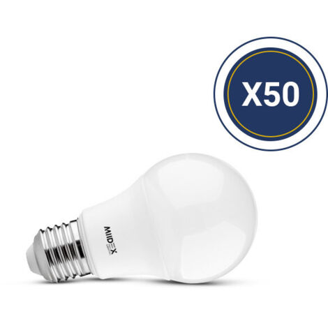 Pack de 50 Ampoules LED E27 Bulb 10W A60 Miidex Lighting®  blanc-neutre-4000k - non-dimmable (1/2)
