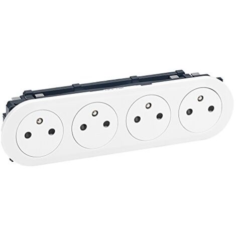 Legrand – Enjoliveur Céliane pour quadruple prise 2P+T – Surface précablée compacte – Blanc – Installation en intérieur uniquement (1/5)