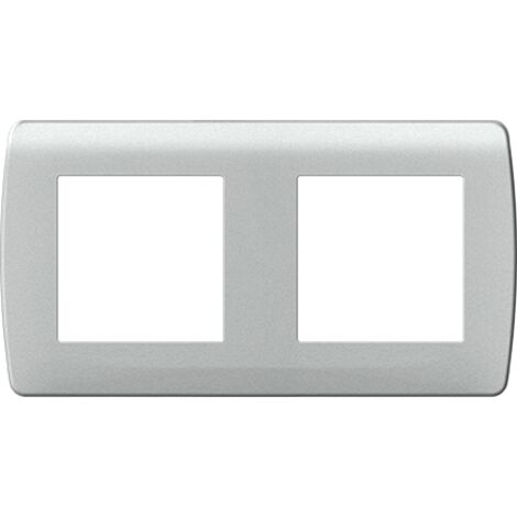Plaque de finition 2 postes - Entraxe 71mm - Blanche - ESPRIT Couleur Silver