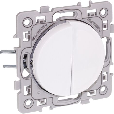 Interrupteur double va et vient 10AX - SQUARE Blanc - avec griffes