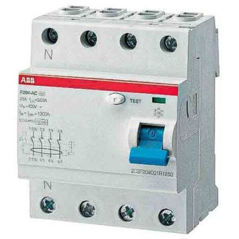ABB – Disjoncteur différentiel magnéto-thermique 40A 4P – Tension 230/400V – Courbe instantanée – Bloc différentiel pour installations électriques
