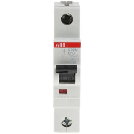 Disjoncteur S201M 1P 10A Courbe C Raccordement à vis - 15KA (1Module) 2CDS271001R0104 ABB 354136 (1/2)