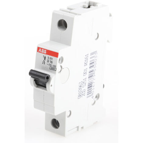 Disjoncteur ABB S200 1P, 16A, pouvoir de coupure 6 kA, montage rail DIN ( Prix pour 1 ) (1/2)
