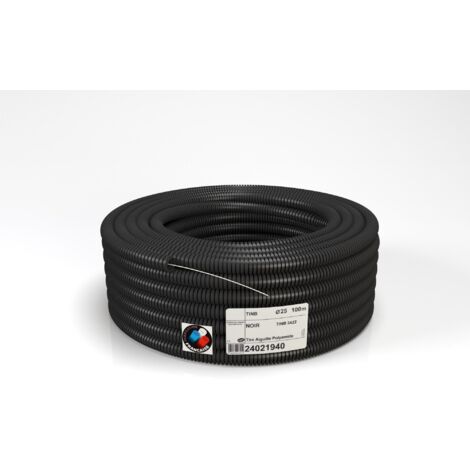 Gaine électrique anti-UV noire 20mm – Longueur 100mm – Norme NF IK08 – Protection efficace contre les UV – Installation en apparent – Courant