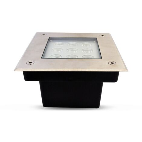 Spot 230V encastrable sol carré LED COB 9W - IP67 Miidex Lighting® blanc-neutre-4000k - inox-316 (1/6)