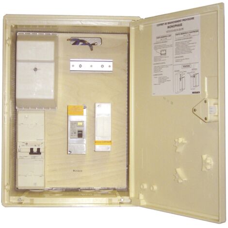 Michaud – Coffret de branchement provisoire monophasé 15/45A – Disjoncteur 30mA – Coupe-circuit bipolaire T00 – Pour connexion électrique temporaire