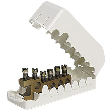 Michaud – Répartiteur pour tableau électrique 5 dérivations – Admet 1 câble 35 mm² maxi – 4 départs clients 25 mm² maxi – Dérivation éventuelle 35 mm² (1/2)