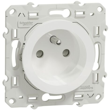 Odace, prise de courant 2P+T Blanc, à griffes connexion à vis (S525039) (1/3)