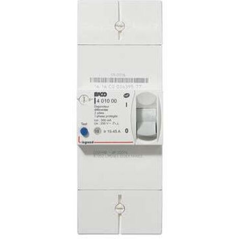 Legrand – Disjoncteur bipolaire 45A – Courbe de déclenchement C – Sensibilité 500mA – Pour installations électriques sécurisées